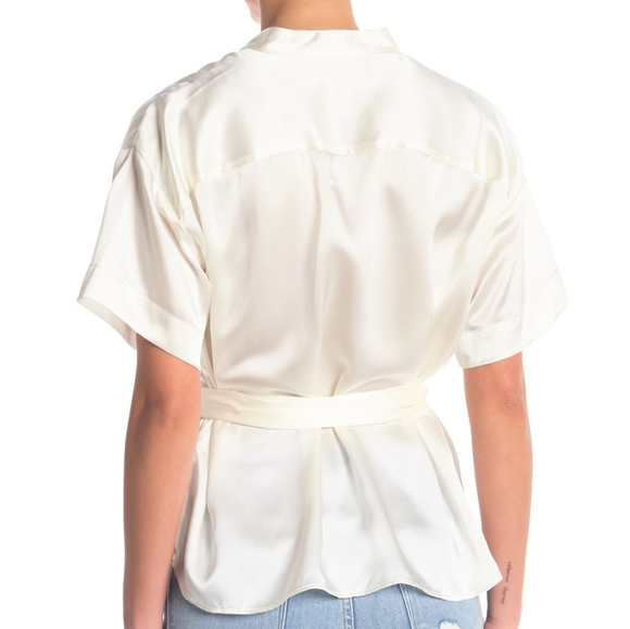 NWT: Frame Silk Lounge Tie Waist Top - Picture 2 of 3